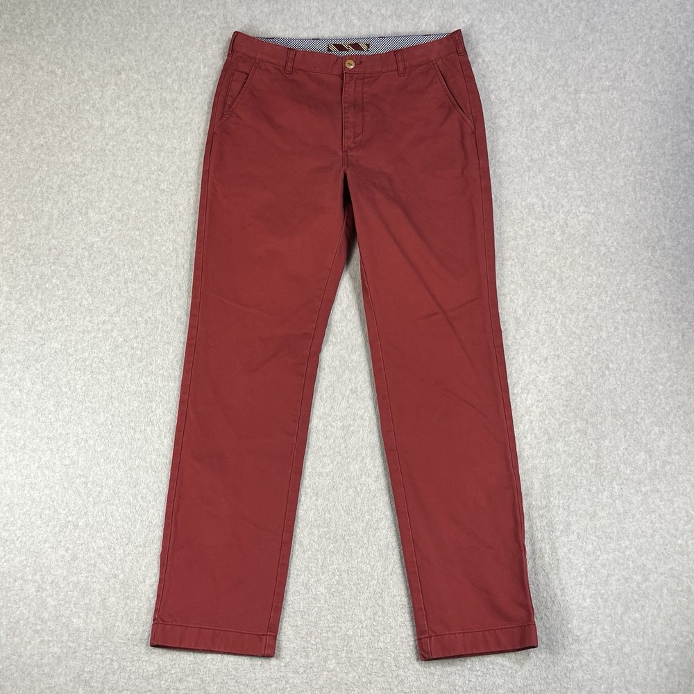 Brooks Brothers Chino Khaki Pants Mens 34x34 (Fits 32x32) Red Regular Fit Preppy